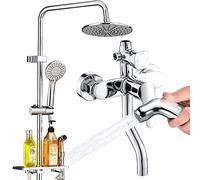 Système de robinet de douche de mixage de salle de bain 22 cm Round Round Rain Shower Mode 3 Mode avec shower Riser Rail Kit avec pulvérisateur Baignoire douche Boucheur Set System System-Black, noir