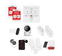Système de sécurité AM343 avec Centrale AM301, contacteurs de Porte, détecteur de Mouvement, caméras et sirène extérieure Solaire