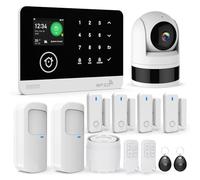 Système de Sécurité Domestique avec Caméra, Système D'alarme sans Fil WiFi/GSM SMS avec Détecteur de Mouvement, Sirène D'alarme 120dB, Télécommande Intelligente, Compatible avec Alexa(13 Pièces)