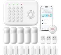 Système de sécurité Domestique sans Fil, Alarme 4G/Wi-FI avec Clavier, évolutif avec détecteurs de Mouvement et d'ouverture de Porte, alertes Via l'application Tuya, sans abonnement (Lot de 20)
