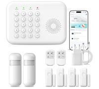 Système de sécurité Domestique sans Fil, Alarme 4G/Wi-FI avec Clavier, évolutif avec détecteurs de Mouvement et d'ouverture de Porte, alertes Via l'application Tuya, sans abonnement (Lot de 9)