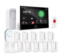 Système de Sécurité Domestique, Système D'alarme Domestique 4G/Wi-FI SMS, écran Tactile intégral de 7 Pouces et détecteur de Mouvement, Sirène D'alarme de 120dB, Télécommande Intelligente(16 Pièces)