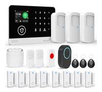 Système de Sécurité Domestique, Système D'alarme sans Fil 4G/WiFi SMS avec Détecteur de Mouvement, Sirène D'alarme 120dB, Télécommande Intelligente, Compatible avec Alexa et Google(20 Pièces)