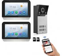 Système de sonnette vidéo filaire WiFi, caméra de sonnette vidéo de 17,8 cm avec moniteur, prise en charge du déverrouillage interphone bidirectionnel et vision nocturne infrarouge 1080 HD pour villa