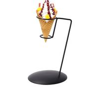 Système de support de cône gaufré professionnel - Construction durable de support de barbe à papa en fer noir, conception de support de cône d'affichage décoratif, technologie robuste pour les