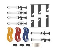 Système de support de fond pour photographie avec 3 rouleaux de supports muraux, système manuel pull-down pour studio photo, avec 3 chaînes, 2 crochets triples, 6 barres d'extension