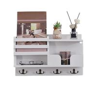 Système De Support Mural Pour Entrée - Étagère À Crochets En Bois Rustique, Panneau De rangement-Mural Polyvalent, Organisateur Utilitaire Décoratif | Porte-clés D'accessoires De Courrier Pour Utilisa