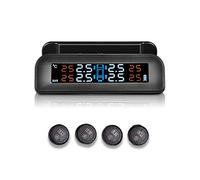 Système de surveillance de la pression des pneus de voiture Riloer, affichage la pression de température en temps réel TPMS ; avec écran réglable et 4 capteurs externes, énergie solaire et charge USB