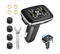 Système de surveillance de pression des pneus, système de pression des pneus TPMS sans fil pour voiture, 6 modes d'alarme, luminosité de l'écran et angle de moniteur réglables pour camping-car, SUV