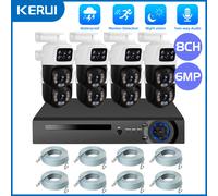Système de surveillance KERUI 2K 6MP HD POE 8CH 16CH avec caméra double objectif PTZ WIFI IP, kit de sécurité domestique 8CH POE NVR vidéo H.265 CCTV 8CH and 4PCS 6MP