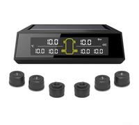Système de surveillance solaire sans fil TPMS LCD de la pression des pneus de voiture avec 6 capteurs, affichage réel pour 4 à 6 pneus, alarme automatique, étanche IP5K4K, pour camion et SUV (externe)