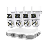 Système de Surveillance WiFi à Double Objectif PTZ avec caméra de sécurité Audio bidirectionnelle et kit de vidéosurveillance NVR 8 canaux(None,NVR add 4PCS A31)