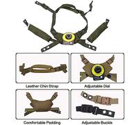 Système de Suspension à Cadran Casque Remplacement de Menton Tactique Brotte de Suspension réglable pour Le Casque Rapide Mich Wendy Durable Coue de Vache Noir Tan Tan Green 57 (Noir)