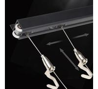 Système de Suspension de Rails d'image Black Picture Rail Hanging System avec poulie silencieuse, chaîne de Suspension d'image Flexible avec Crochet réglable, Support d'image de Mouvement