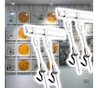 Système de suspension invisible pour photos - Lot de 2/4 crochets et crochets en fil métallique avec rail en aluminium de 1 m pour décoration de maison/bureau - Blanc (lot de 2 câbles de 0,5 m et 1