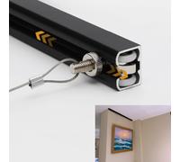 Système de Suspension pour cimaise amélioré - Kit de Montage Plafond/Mur pour miroirs, œuvres d'art, horloges, Panneaux d'affichage et Pots de Fleurs - Câble Vertical Noir (1,5 m)
