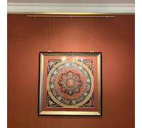 Système de Suspension pour cimaise en Laiton doré - Tiges de galerie Vintage pour Photos et Panneaux d'affichage, 61/76/90/122/160 cm, kit de Fil Complet pour Une décoration Murale élégante