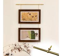 Système de Suspension pour cimaise, kit de Suspension pour cimaise Murale en Laiton, Crochets Robustes avec chaîne dorée, Tige de Suspension pour Photos de Chambre d'école (120 cm/