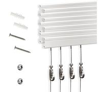 Système de suspension pour tableau - Lot de 8 kits de suspension pour photos comprenant 8 rails à photos de 61 cm, 8 crochets métalliques de 2 m - Système de suspension élégant pour galerie, maison,