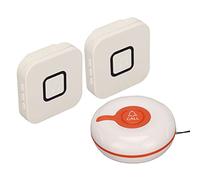 Système de Téléavertisseur sans Fil pour Soignant, 2 émetteurs de Boutons D'appel SOS, 2 Récepteurs, adapté au Téléavertisseur âgé, à la Sonnette sans Fil, aux Patients (Prise UE)