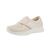 Système de torsion Flying Weaving Mesh Respirant Chaussures pour femme Tête ronde Bas Doux Bas Respirant Baskets classiques en nylon pour femme, beige, 37 EU