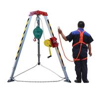 Système de trépied de sauvetage d'urgence avec treuil, poulie de 1 179,3 kg, kit pour espace confiné avec protection contre les chutes et ceinture de sécurité, travaux aériens/levage d'urgence