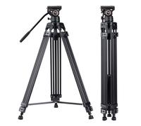 Système de trépied vidéo, Cayer BF30L 72 Pouces - Trépied Professionnel à Double Tube en Aluminium très résistant, tête Fluide K6, épandeur de Niveau intermédiaire, Charge maximale de 17,6 LB,