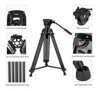 Système de trépied vidéo, Cayer BV30L 72 Pouces - trépied Double Tube Professionnel en Aluminium renforcé, tête Fluide K3, écarteur