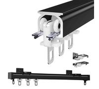 Système de tringle à rideaux en aluminium - Fixation au plafond ou au mur - Pour diviseurs de pièces - Longueurs 50 à 400 cm - Avec rails de 50 cm - Noir - 0,5 m - Installation facile