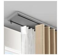 Système de tringle à rideaux, rail de plafond double silencieux - Séparateur de pièce avec accessoires - Installation facile et fonctionnement fluide - 100 cm / 3,3 pi Gris - Idéal pour la d
