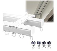 Système de tringle à rideaux réglable de 1 à 8 m - Rail de plafond double rail de séparation de pièce - Ensemble complet avec tringle à rideaux à 2 rails pour décoration d'intérieur
