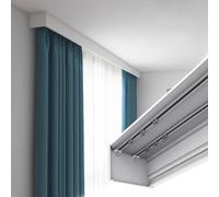 Système de tringle à rideaux, support double robuste pour tringle à rideaux, fixation plafond et mur, caisson durable pour rideaux, idéal pour la décoration de la maison et du bureau, longue
