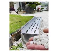Système de tuyau de drainage d'extérieur robuste - Gouttière commerciale pour cour, terrasse et trottoir, drain de tranchée durable avec grille en métal (100 x 30 x 40 cm)