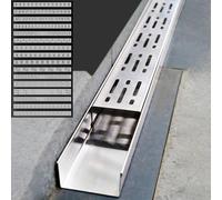 Système de vidange de tranchée en acier inoxydable, kit de vidange en forme de U à profil bas avec couvercle perforé amovible, idéal pour les allées, les patios, le béton, les trottoirs