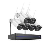 Système De Vidéosurveillance 5MP, Kit NVR sans Fil 264 HD, Caméra IP WiFi À Vision Nocturne Infrarouge Extérieure, Sécurité, Audio Bidirectionnel(2T,8CH NVR 6Pcs Camera)