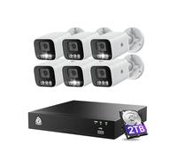 Système de vidéosurveillance Domestique 4K : NVR 8 canaux avec Disque Dur 2 to + 4 caméras IP extérieures PoE 8MP, Enregistrement Stable 24h/24. (6 * 5MP PoE Camera)