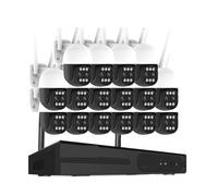 Système De Vidéosurveillance sans Fil 16 Canaux, Caméra IP Sécurité WiFi 4K 8MP À Double Objectif, Enregistreur Vidéo HD Intelligent for Extérieur, Kit NVR P2P(3T,16 Camera 16CH NVR)