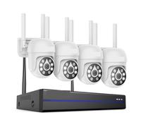 Système De Vidéosurveillance sans Fil H.264+ 5MP, 16 Canaux NVR, Kit, Vision Nocturne Couleur, Audio Bidirectionnel, Caméra WiFi PTZ 3,6 Mm(None,16CH NVR 4Pcs Camera)