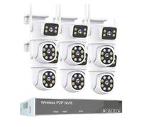 Système De Vidéosurveillance sans Fil H.265 3MP 4MP 5MP Audio Bidirectionnel Étanche WiFi IP Suivi Automatique PTZ 10CH NVR Kit Surveillance Vidéo(4T,4MP 6 Dual Lens Cam)