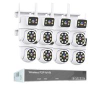 Système De Vidéosurveillance sans Fil H.265 3MP 4MP 5MP Audio Bidirectionnel Étanche WiFi IP Suivi Automatique PTZ 10CH NVR Kit Surveillance Vidéo(1T,4MP 8 Dual Lens Cam)