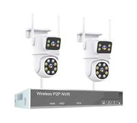 Système De Vidéosurveillance sans Fil H.265 3MP 4MP 5MP Audio Bidirectionnel Étanche WiFi IP Suivi Automatique PTZ 10CH NVR Kit Surveillance Vidéo(None,4MP 2 Dual Lens Cam)