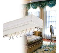 Système de Voie de Rideau Coulissant avec Valance intégrée pour Le Plafond ou Le Support Mural - 39" à 236" Réglable Rideau Rod Set pour Les fenêtres Droites, Conception de Blocage de lumière