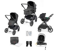 Système de voyage Ickle Bubba Cosmo 9 pièces avec siège auto i-Size Nimbus et base ISOFIX pivotante à 180° - De la naissance à 22 kg (environ 4 ans) (Gris graphite/Noir)