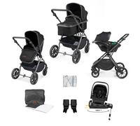 Système de voyage Ickle Bubba Cosmo 9 pièces avec siège auto i-Size Nimbus et base ISOFIX pivotante à 180° - De la naissance à 22 kg (environ 4 ans) (Noir)