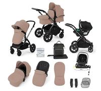 Système de voyage Ickle Bubba Stomp Luxe 12 pièces avec siège auto i-Size Nimbus et base ISOFIX pivotante à 180° - De la naissance à 22 kg (environ 4 ans) (Désert/Noir, Châssis noir)