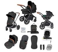 Système de voyage Ickle Bubba Stomp Luxe 12 pièces avec siège auto i-Size Nimbus et base ISOFIX pivotante à 180° - De la naissance à 22 kg (environ 4 ans) (Minuit/Beige, Châssis noir)