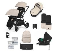 Système de voyage Ickle Bubba Virgo 14 pièces avec siège auto i-Size Cirrus et base ISOFIX, adapté de la naissance à 15 mois - Poussette tandem avec nacelle, chancelières et accessoires (Pierre)