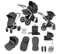Système de voyage Stomp Luxe tout-en-un Premium i-Size Système de voyage avec base ISOFIX (Argent/Gris anthracite/Tan)