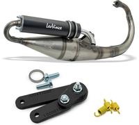 Système d'échappement LeoVince système complet HAND MADE TT Black Edition avec homologation aluminium noir pour MBK Booster 50