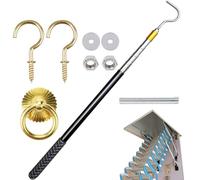 Système D'échelle De Extractible - Extensible De 64 Pouces, Tige De Traction Télescopique En Acier Inoxydable | Kit De Crochets Extractibles Pour, Pour Fenêtre, Garage, Camion, Placard